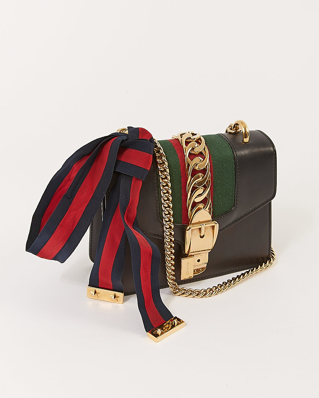 Gucci Mini sac à bandoulière Sylvie en cuir de veau noir