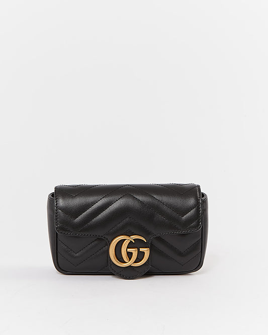 Mini sac à chaîne Gucci Black Chevron Matelasse GG Marmont