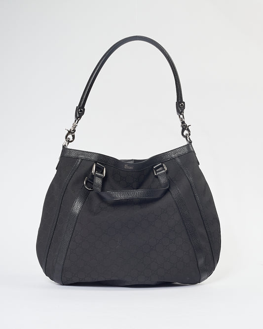 Gucci Black GG Canvas Abbey Convertible Hobo Bag