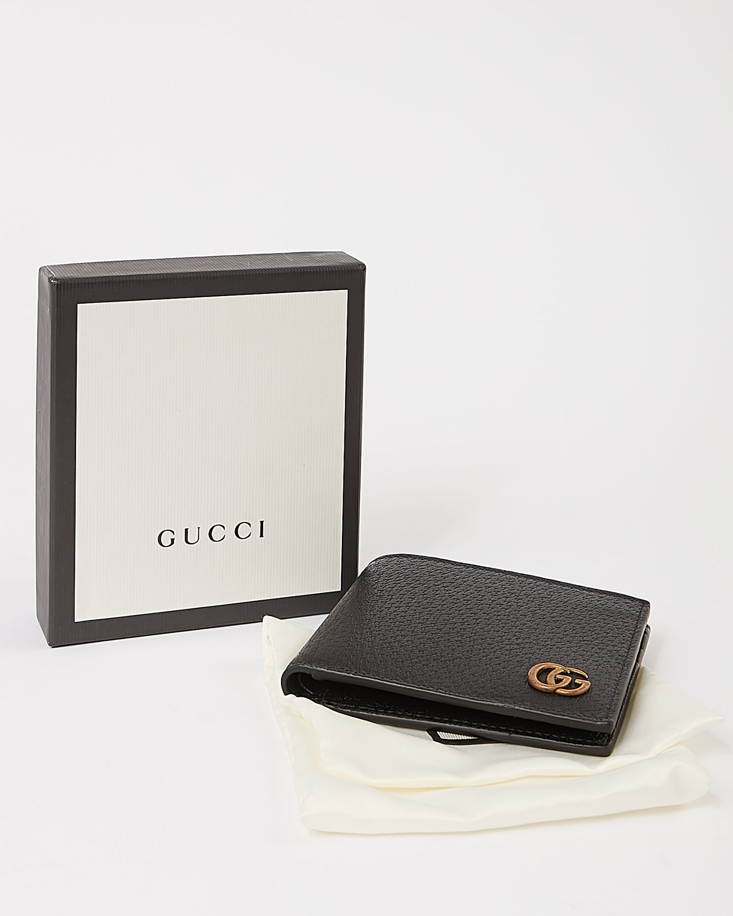 Gucci Black GG Marmont Double G Logo Bifold Wallet