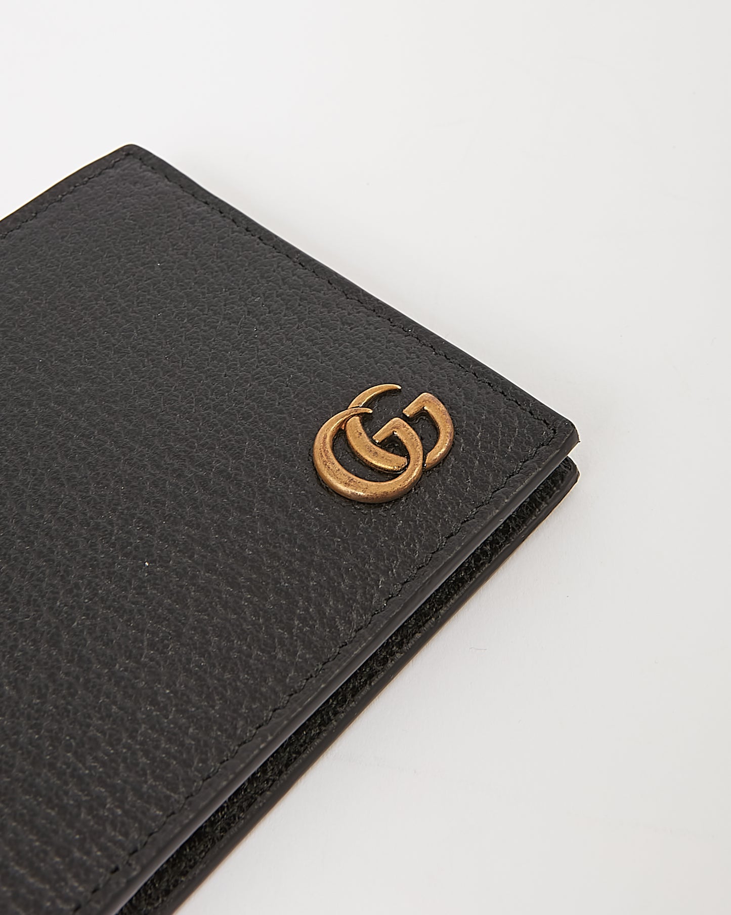 Gucci Black GG Marmont Double G Logo Bifold Wallet