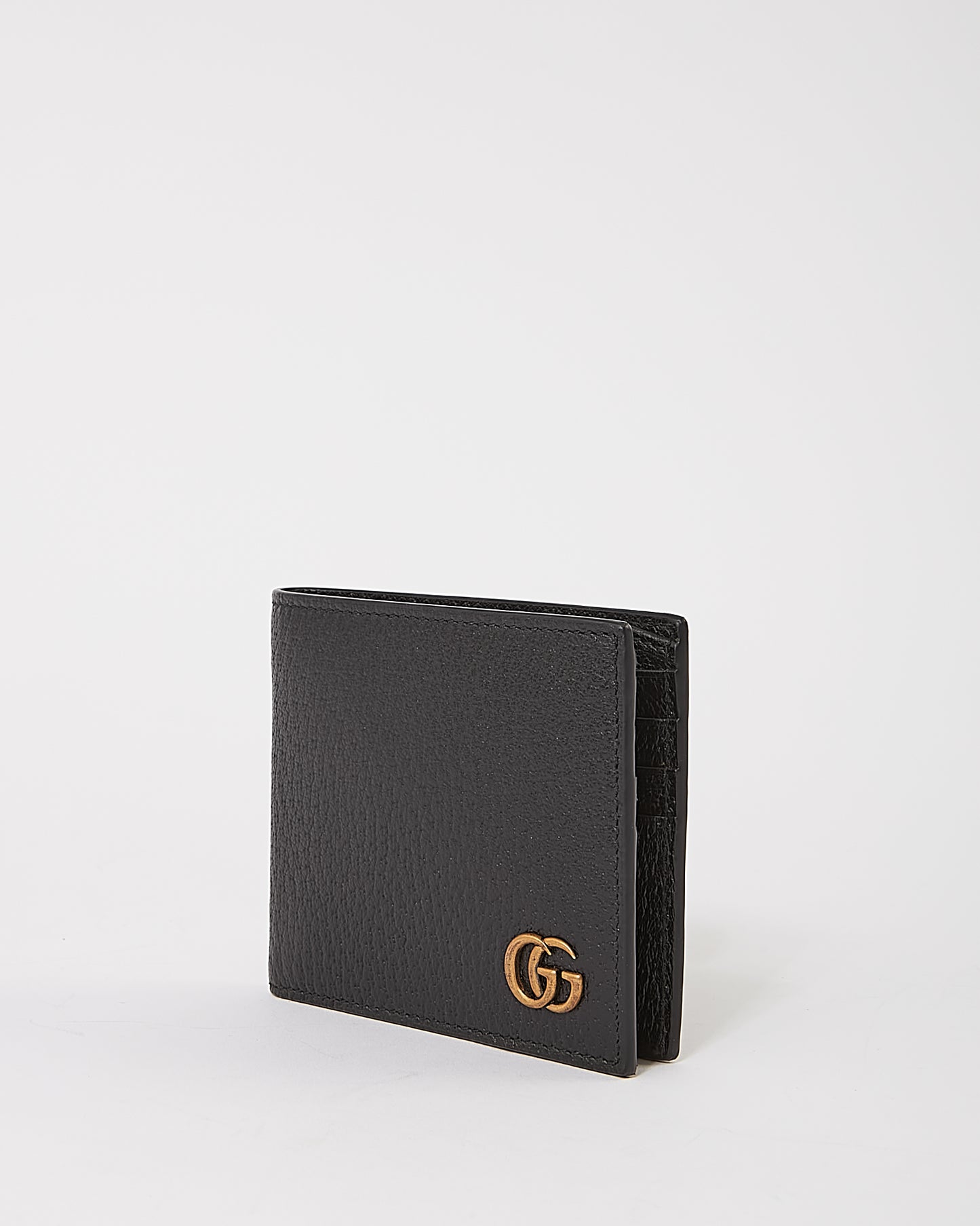 Gucci Black GG Marmont Double G Logo Bifold Wallet