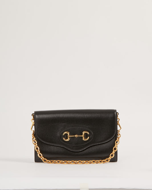 Gucci Petit sac à bandoulière en cuir noir 1955 Horsebit