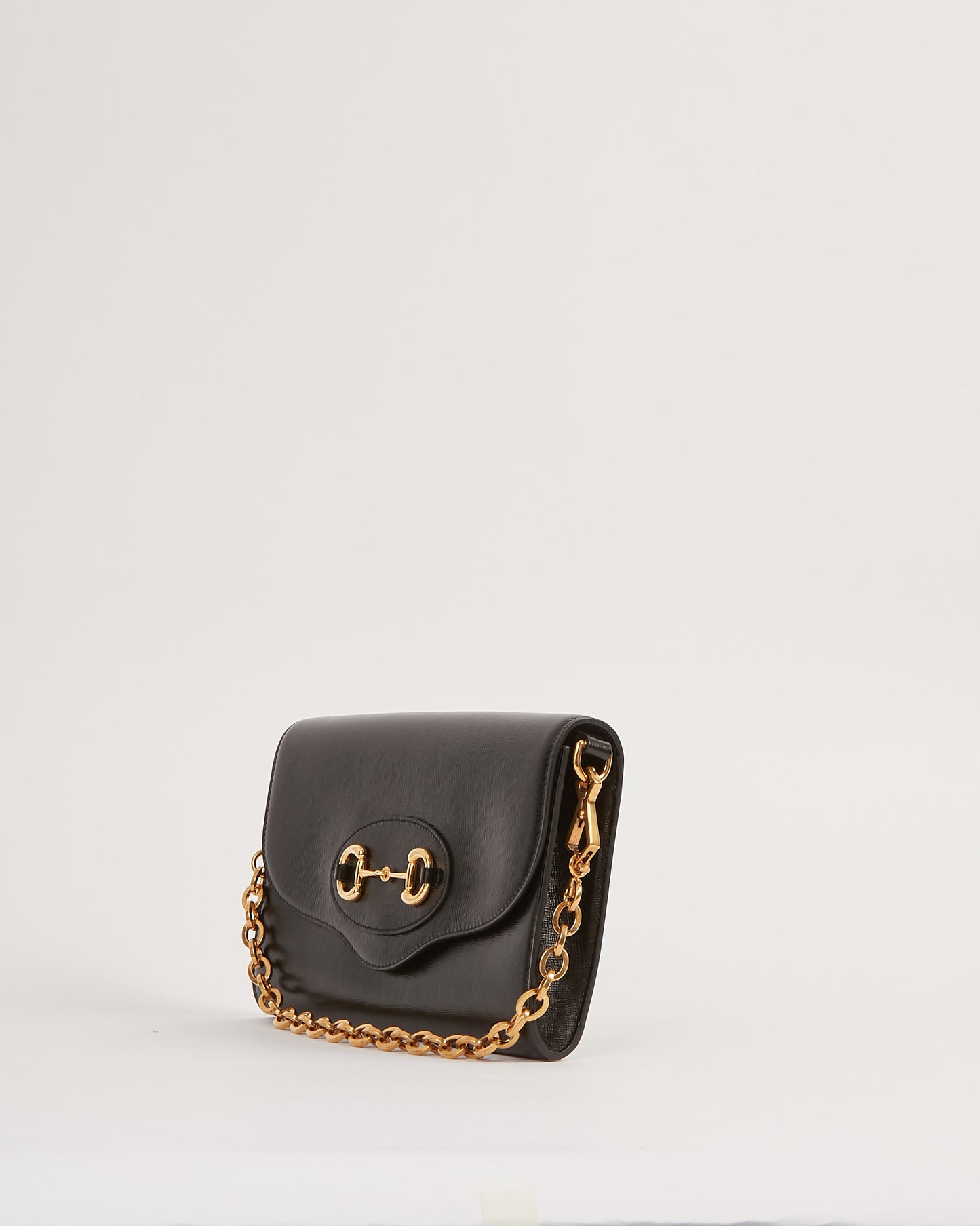 Gucci Petit sac à bandoulière en cuir noir 1955 Horsebit