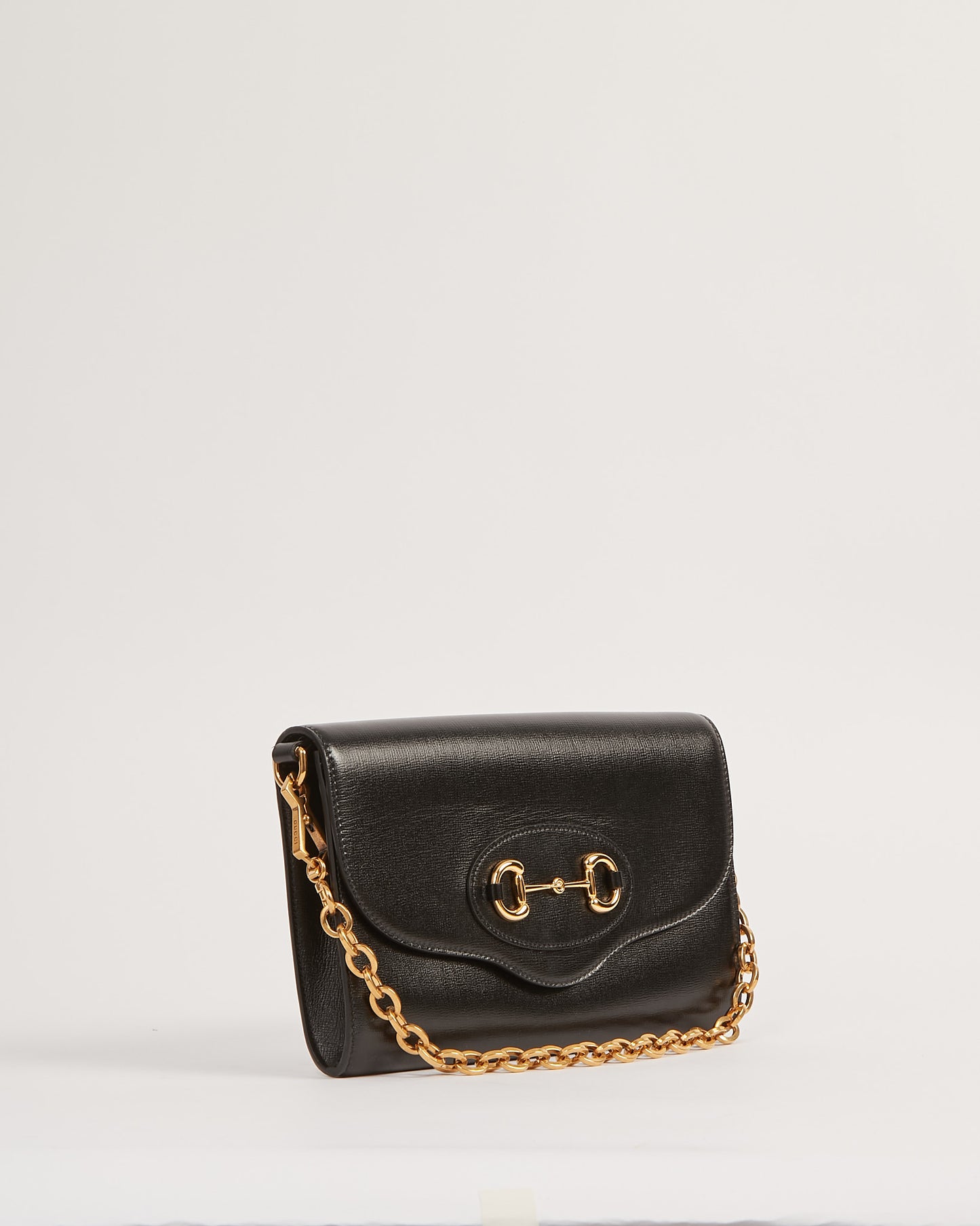 Gucci Petit sac à bandoulière en cuir noir 1955 Horsebit