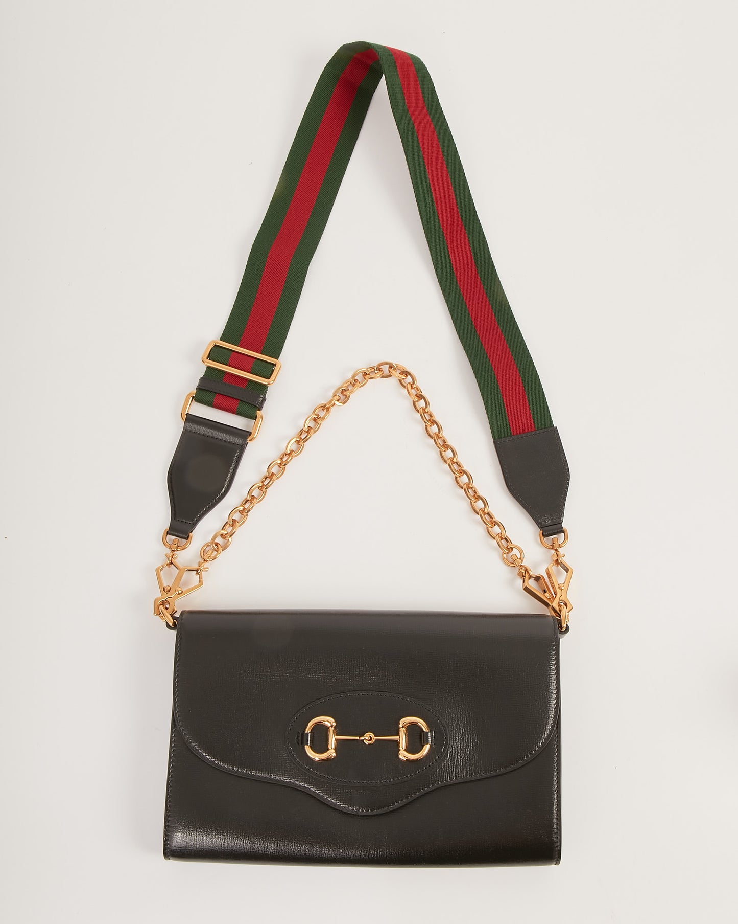 Gucci Petit sac à bandoulière en cuir noir 1955 Horsebit