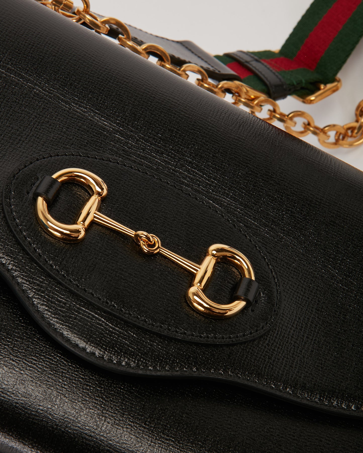 Gucci Petit sac à bandoulière en cuir noir 1955 Horsebit