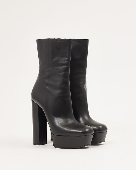 Bottines à talon plateforme en cuir noir Gucci - 40