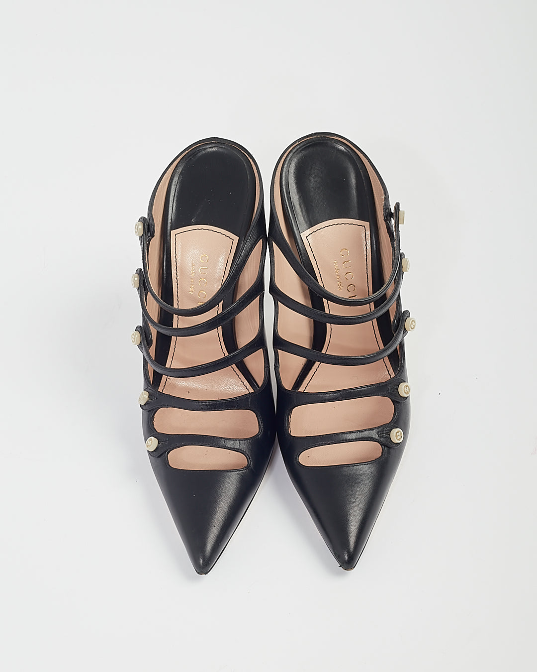 Talon mule à bride à bout pointu en cuir noir Gucci - 38 