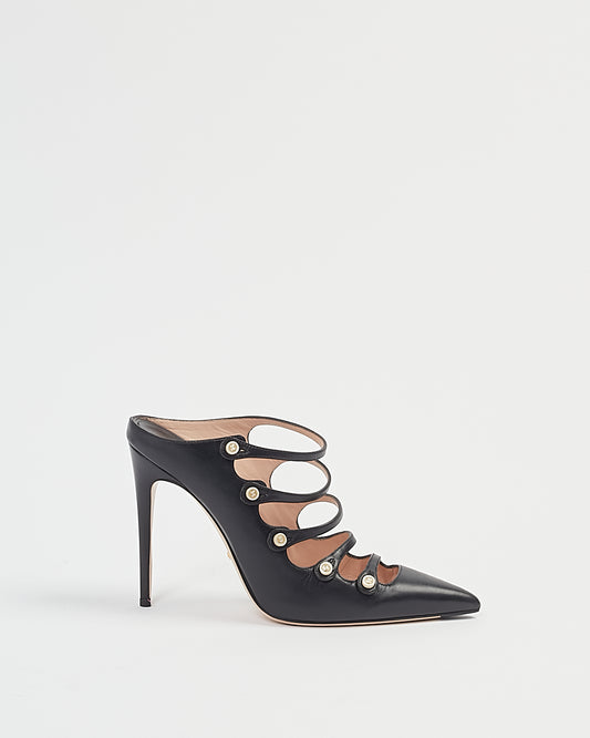 Talon mule à bride à bout pointu en cuir noir Gucci - 38 