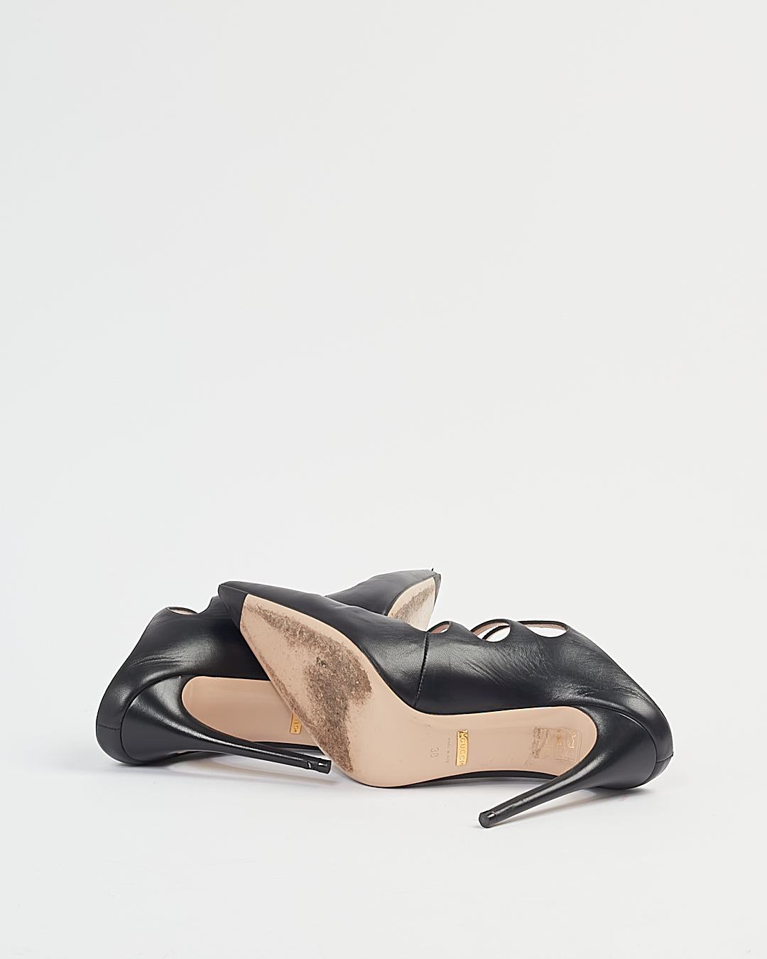 Talon mule à bride à bout pointu en cuir noir Gucci - 38 