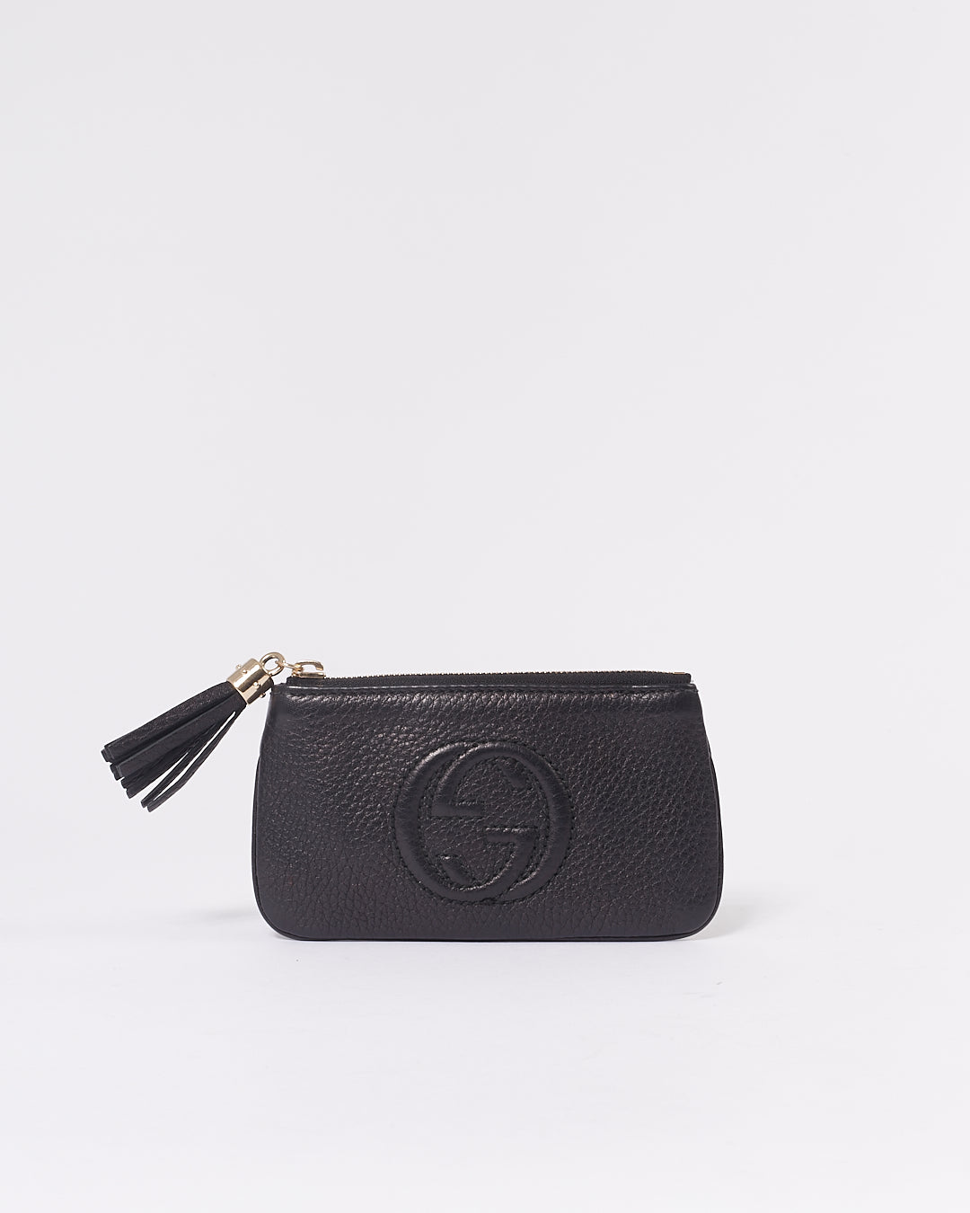 Pochette à monnaie en chaîne Soho en cuir grainé noir Gucci