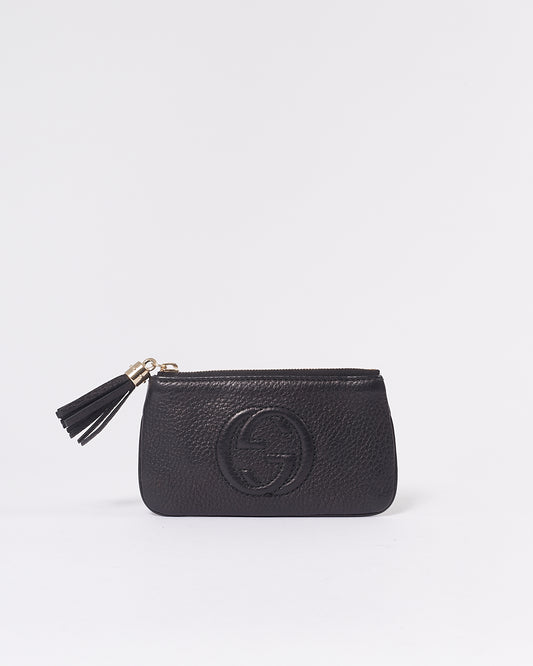 Gucci Black Pebbled Leather Soho Chain Coin Pouch