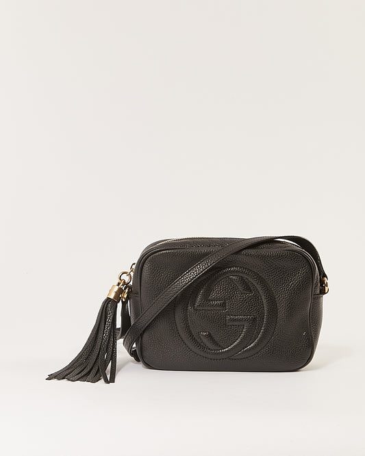 Sac à bandoulière Soho Disco en cuir grainé noir Gucci