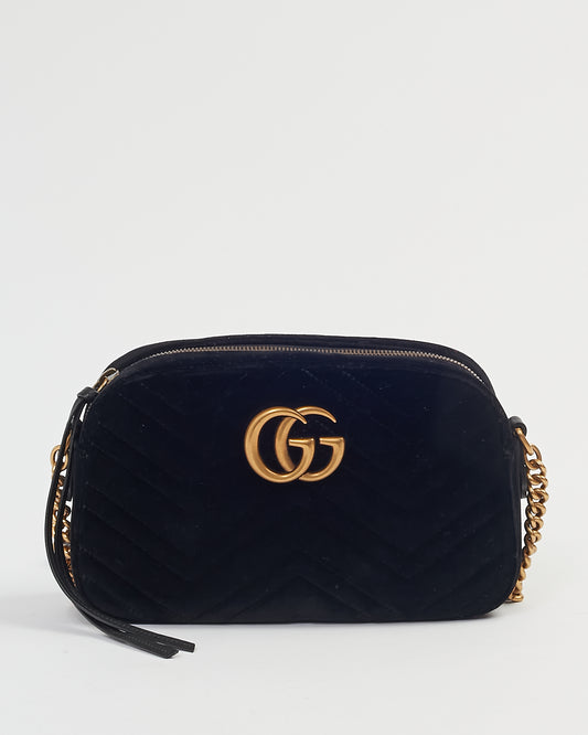 Gucci Black Velvet Small Marmont Camera Crossbody