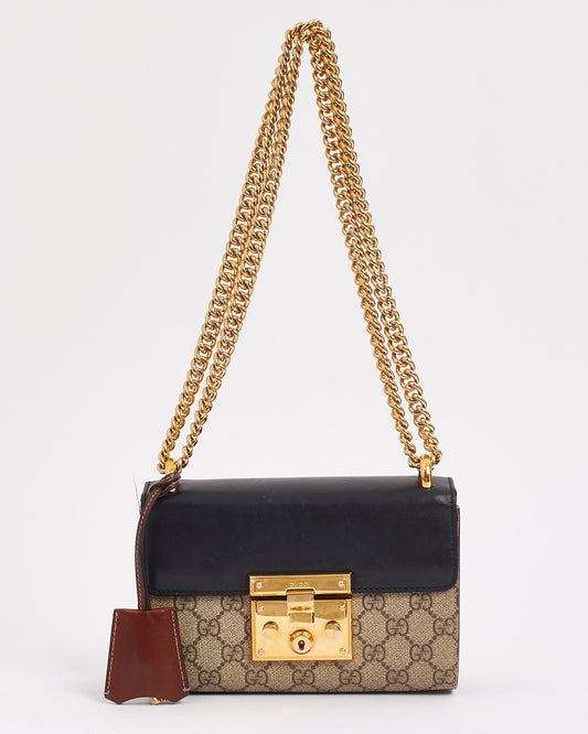 Gucci Black/Beige GG Supreme Canvas Small GG Padlock Shoulder Bag