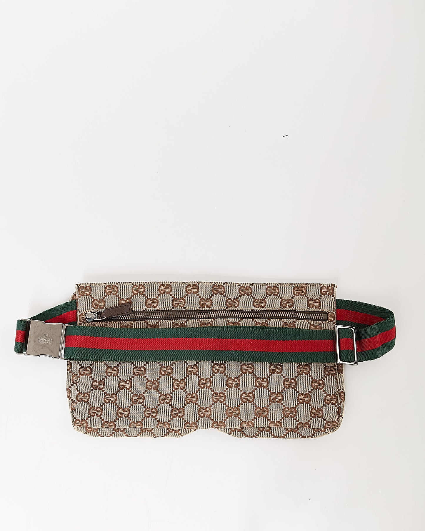 Sac banane en toile marron Gucci avec poche GG et ceinture Web