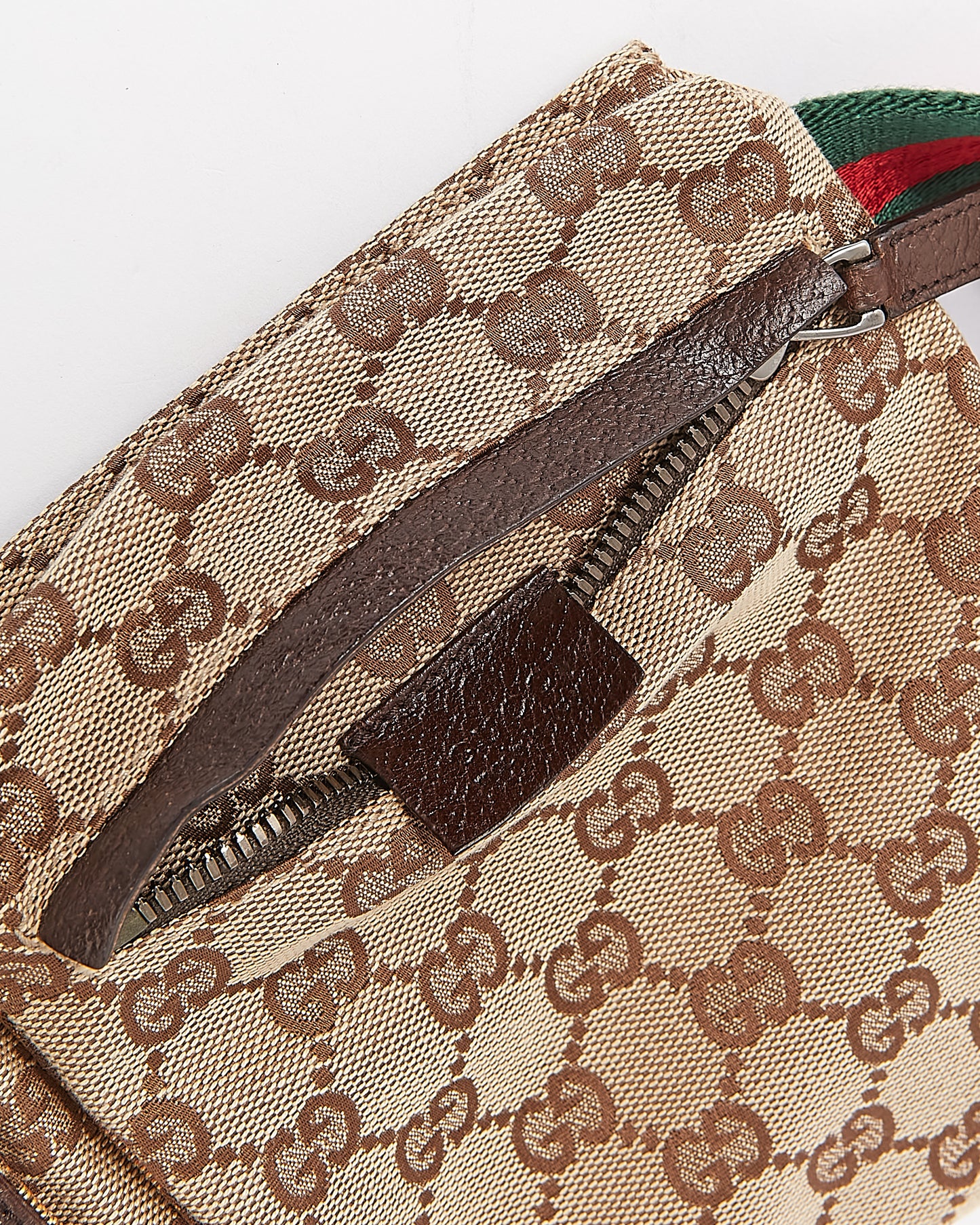 Sac banane en toile marron Gucci avec poche GG et ceinture Web