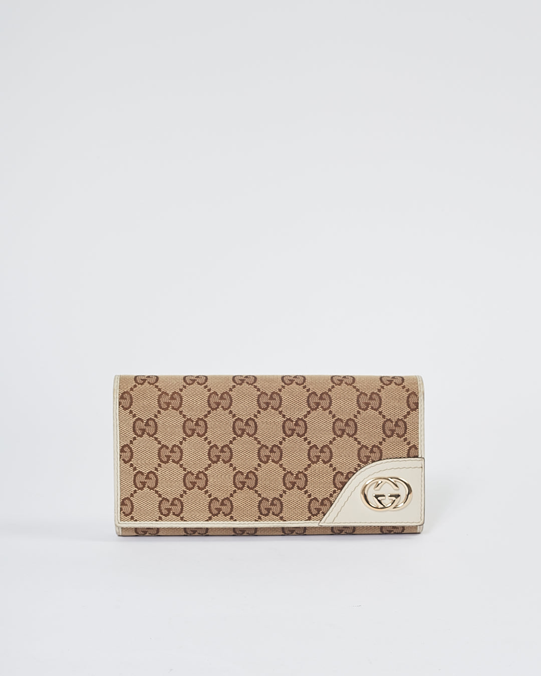 Portefeuille continental à rabat en toile GG marron Gucci