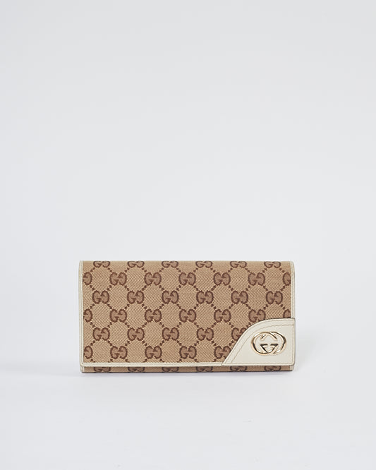 Gucci Brown GG Canvas Flap Continental Wallet