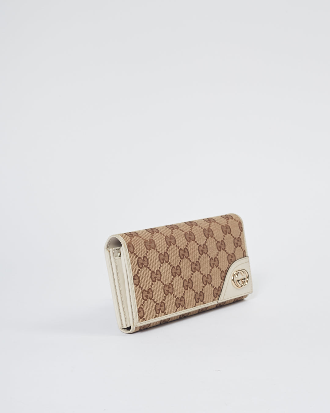 Portefeuille continental à rabat en toile GG marron Gucci