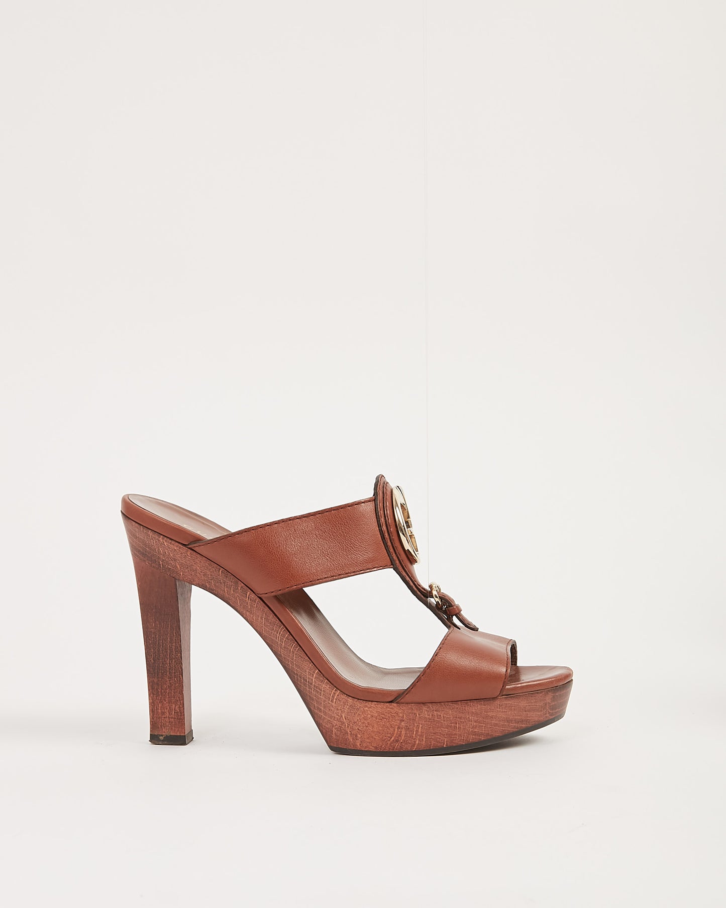 Talons plateforme en cuir et bois marron Gucci - 38