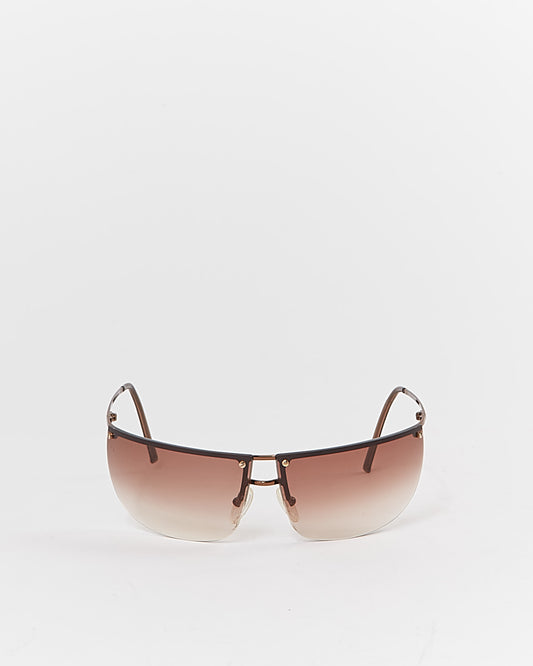 Lunettes de soleil sans monture à monture en métal marron Gucci