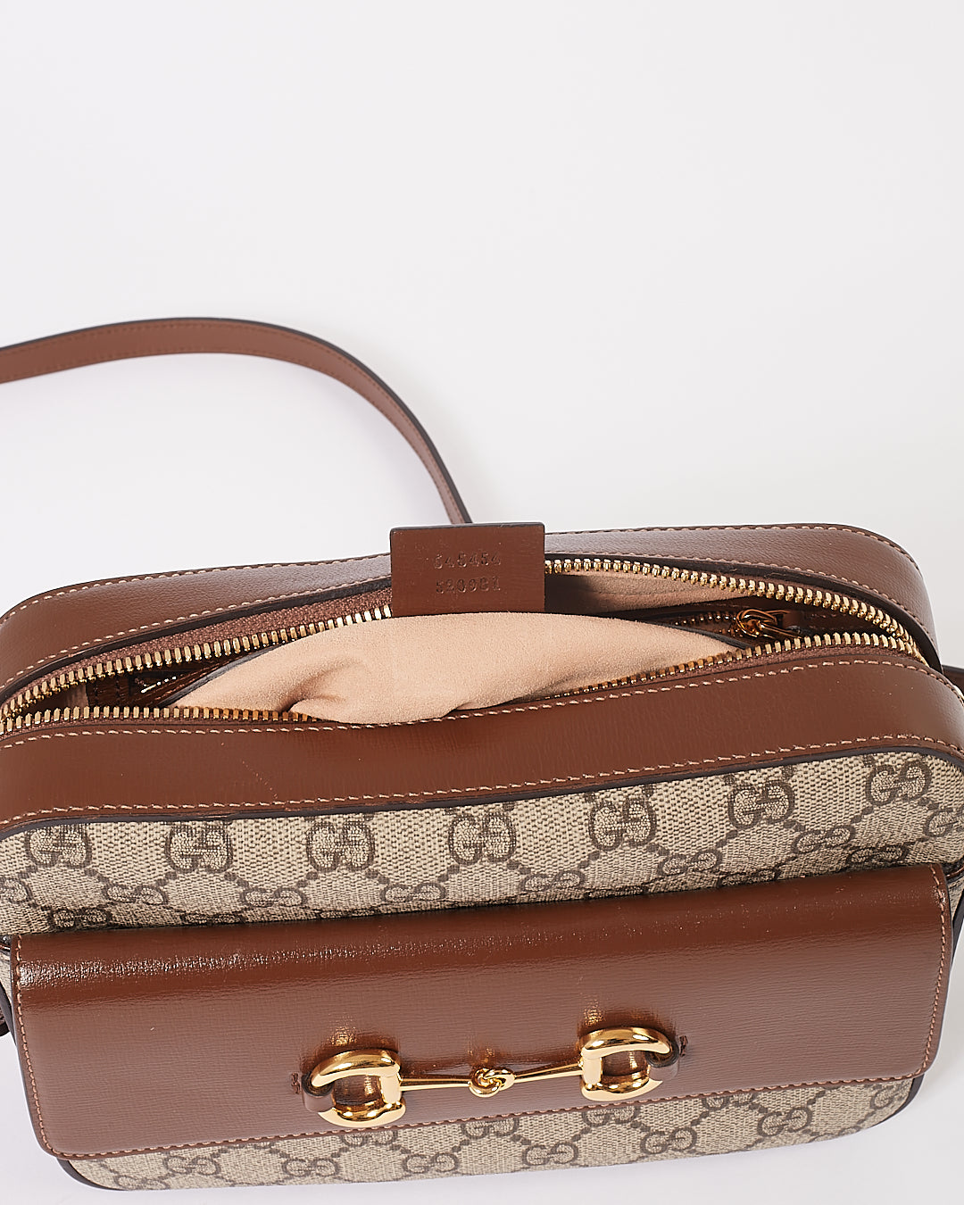 Sac Gucci Brown Small GG en toile/cuir Horsebit 1955