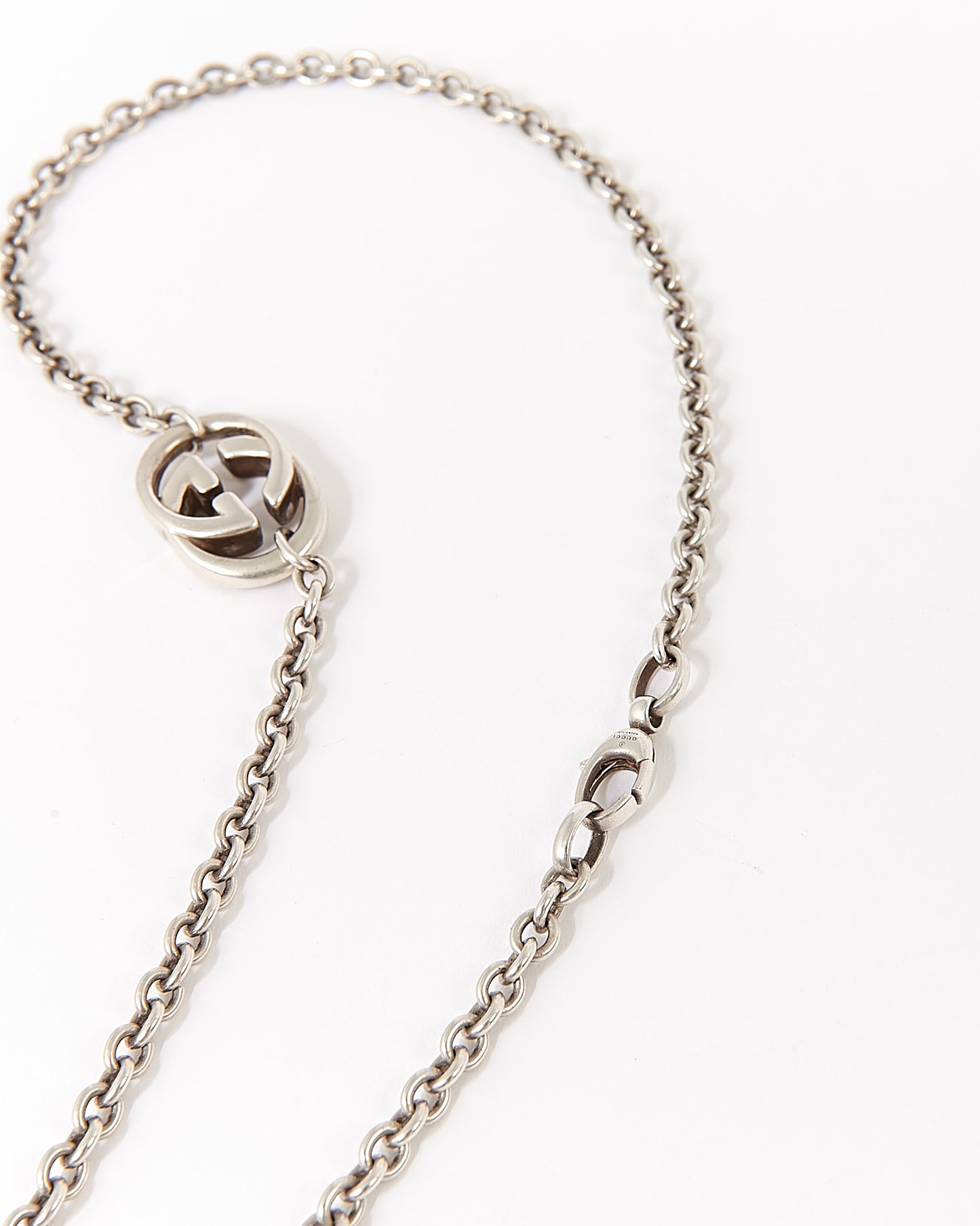 Collier à chaîne entrelacée en argent sterling Gucci GG