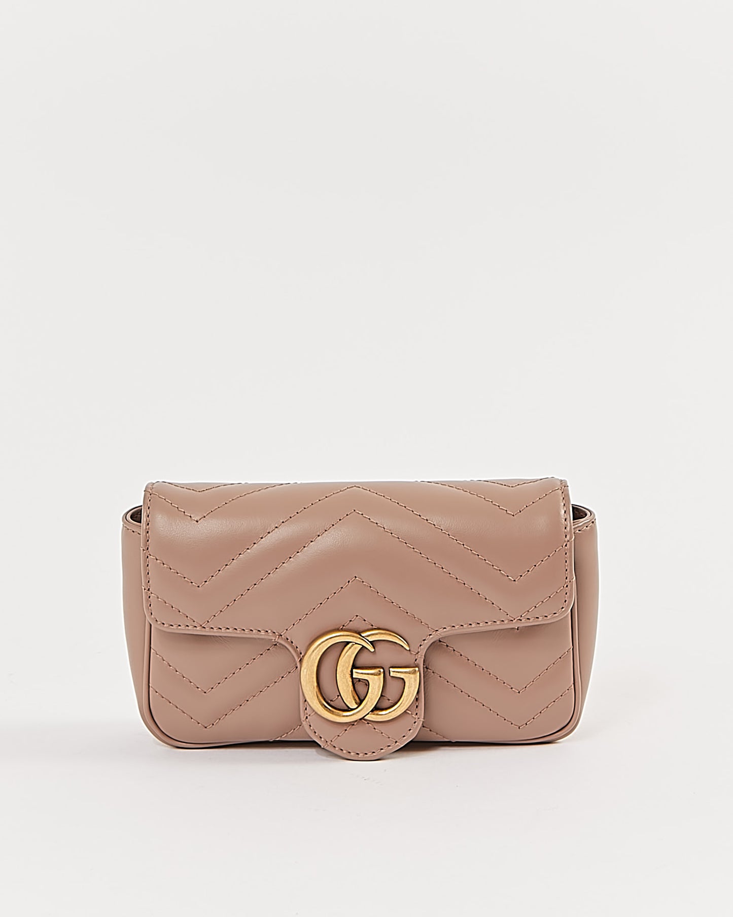 Gucci Nude Chevron Matelasse GG Marmont Super Mini Chain Bag