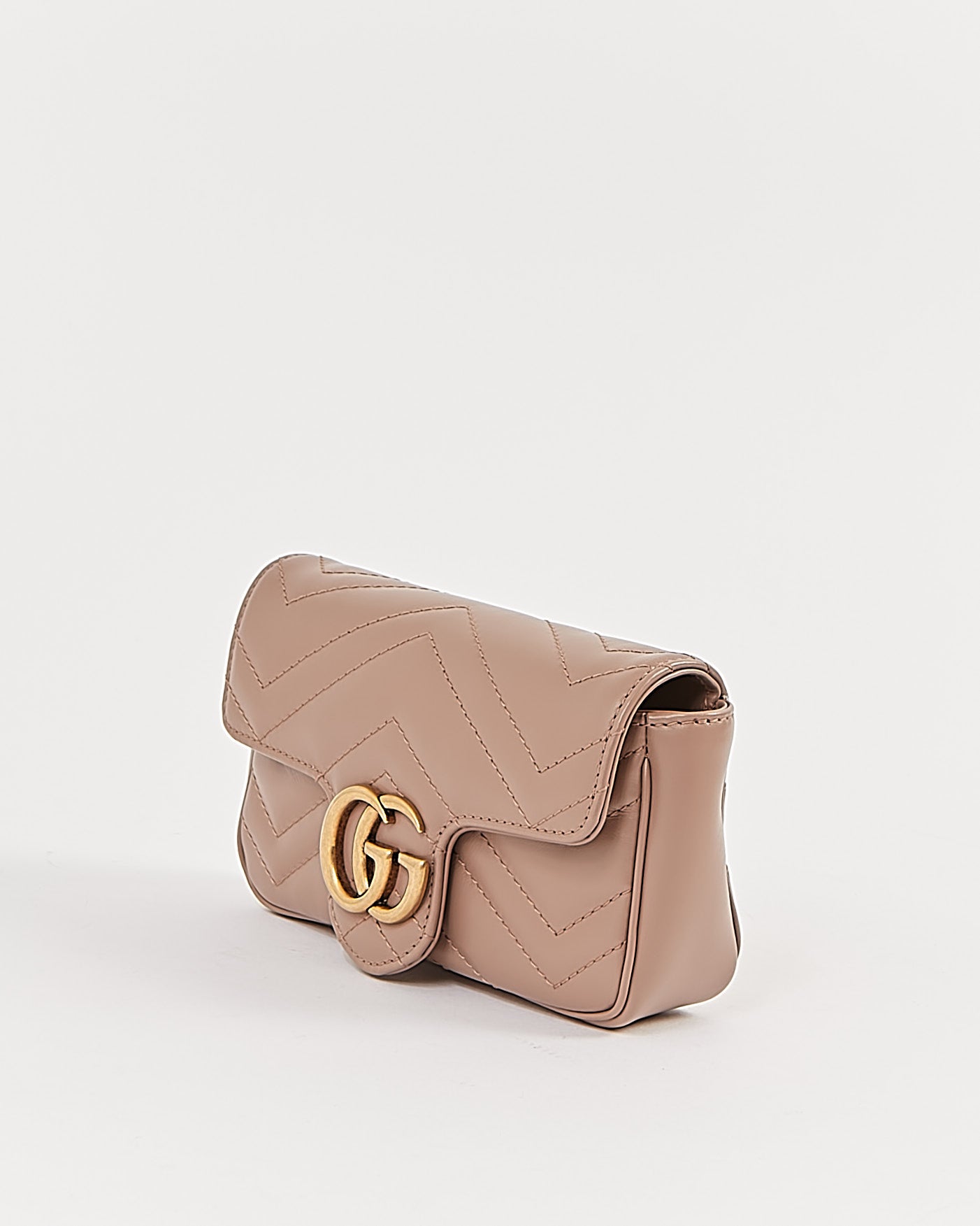 Gucci Nude Chevron Matelasse GG Marmont Super Mini Chain Bag