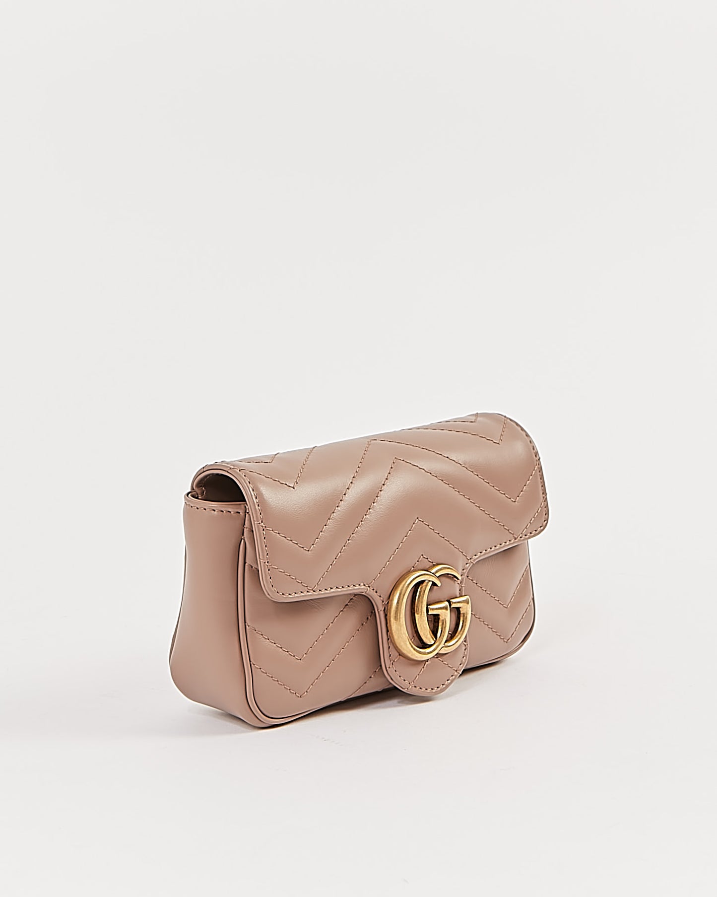 Gucci Nude Chevron Matelasse GG Marmont Super Mini Chain Bag