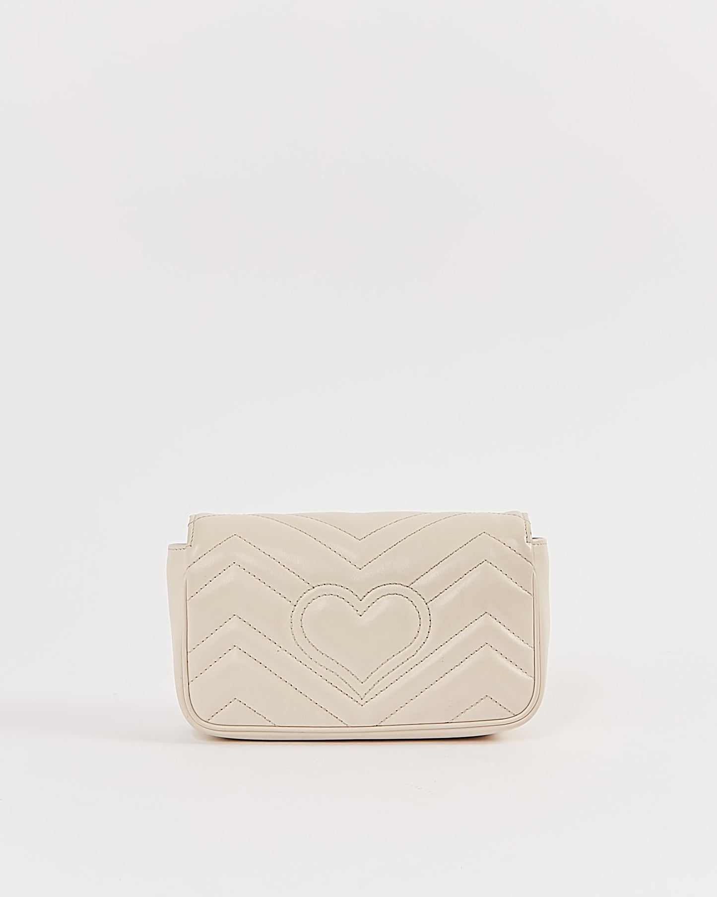 Gucci Off White Chevron Matelasse GG Marmont Super Mini Sac à chaîne 