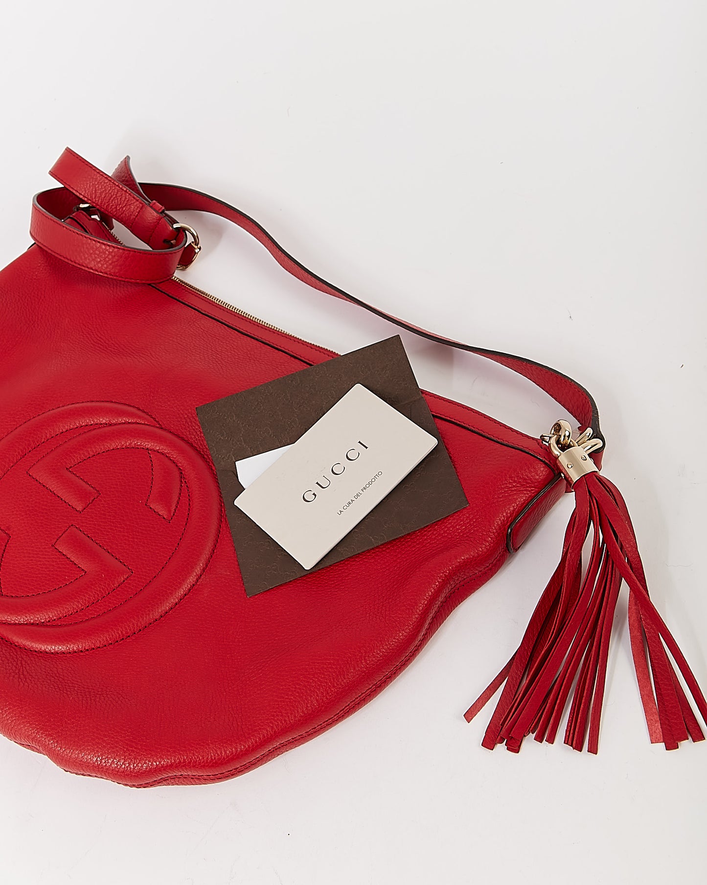 Sac à bandoulière Soho en cuir grainé rouge Gucci