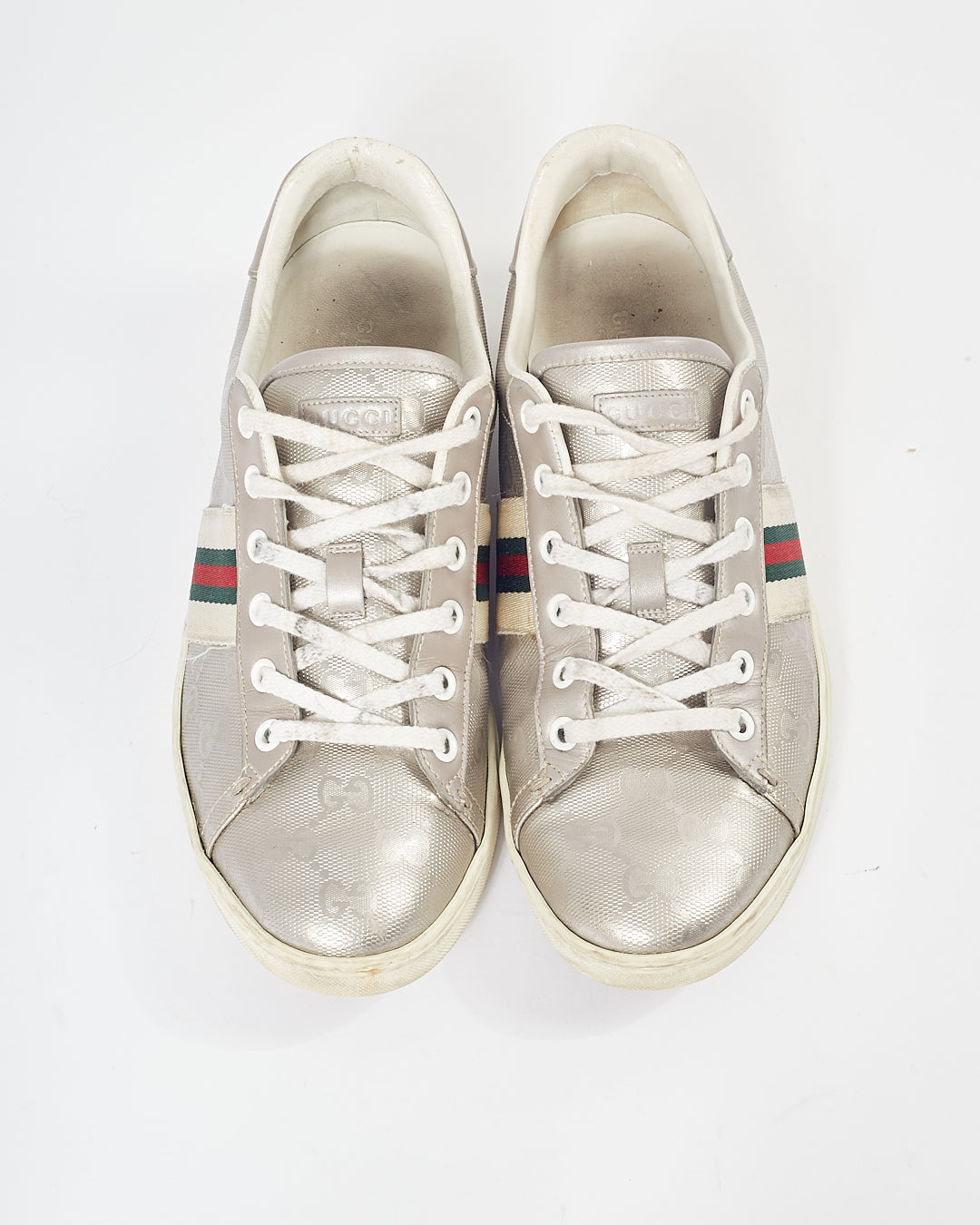 Baskets à détail Web métallisé argenté Gucci - 8.5