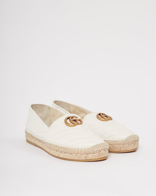 Espadrilles Gucci Chevron Matelasse GG Marmont blanches - 40,5