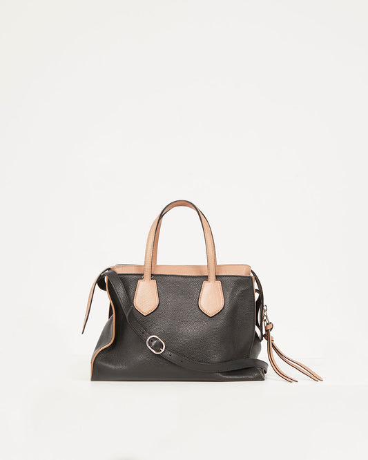 Cabas Rumble bicolore en cuir grainé noir et beige Gucci