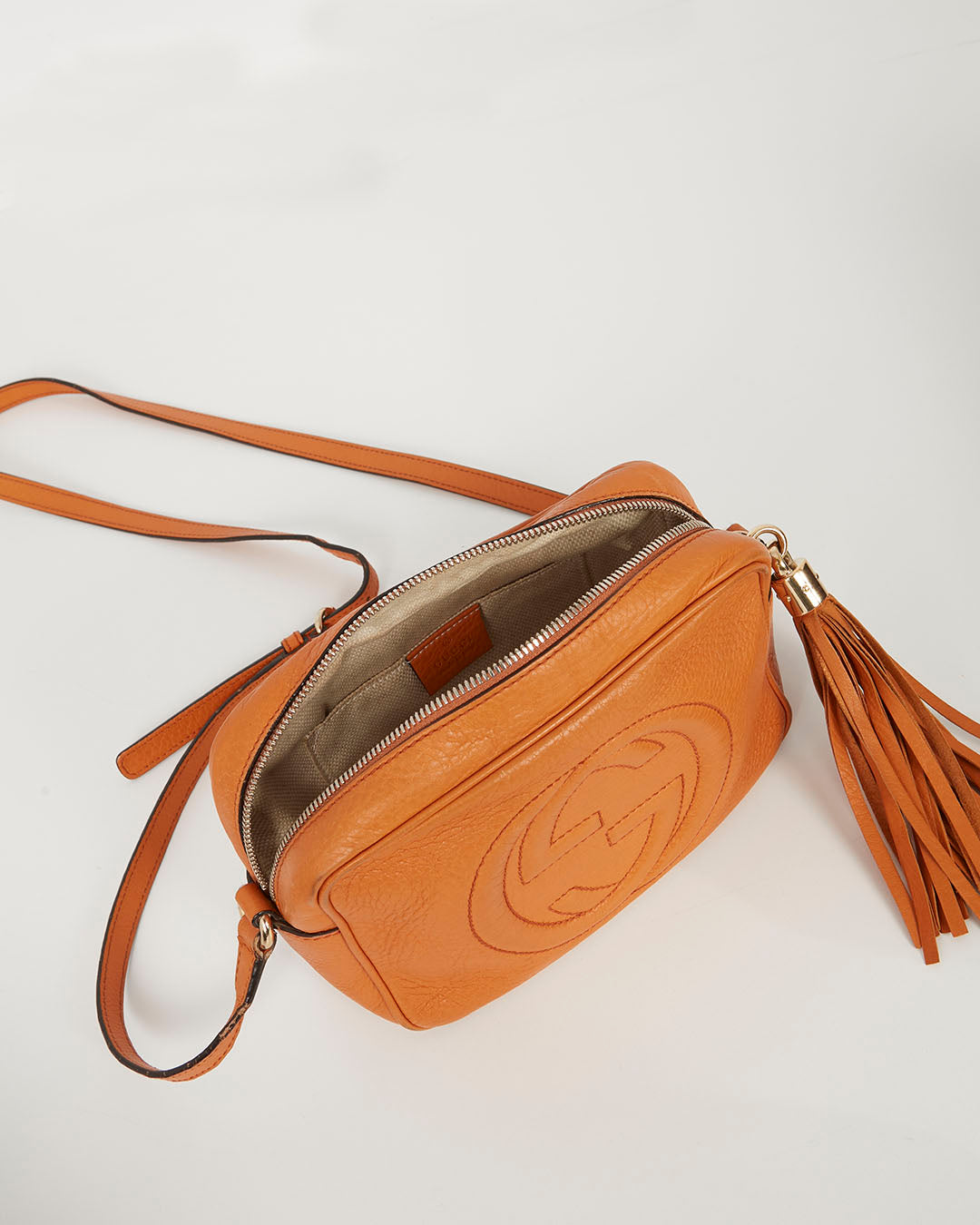 Sac Disco Soho en cuir grainé orange brûlé Gucci