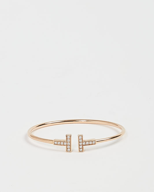 Tiffany & Co.18K Rose Gold Diamonds T Wire Cuff Bracelet