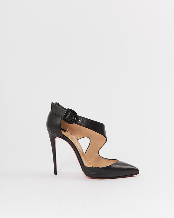 Louboutin Black Leather Sharpeta 100 Heel Pumps - 37 – RETYCHE