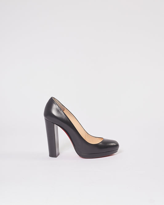 Louboutin Escarpins à talons blocs en cuir nappa noir - 6,5