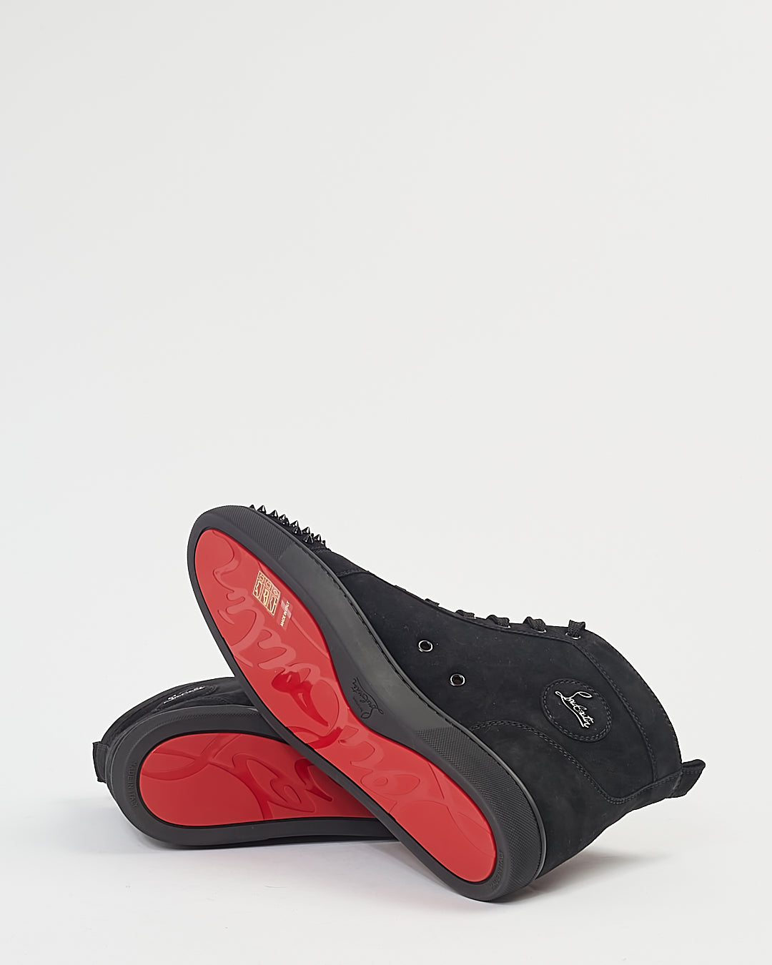 Louboutin Baskets montantes Lou Spike en daim noir - 45