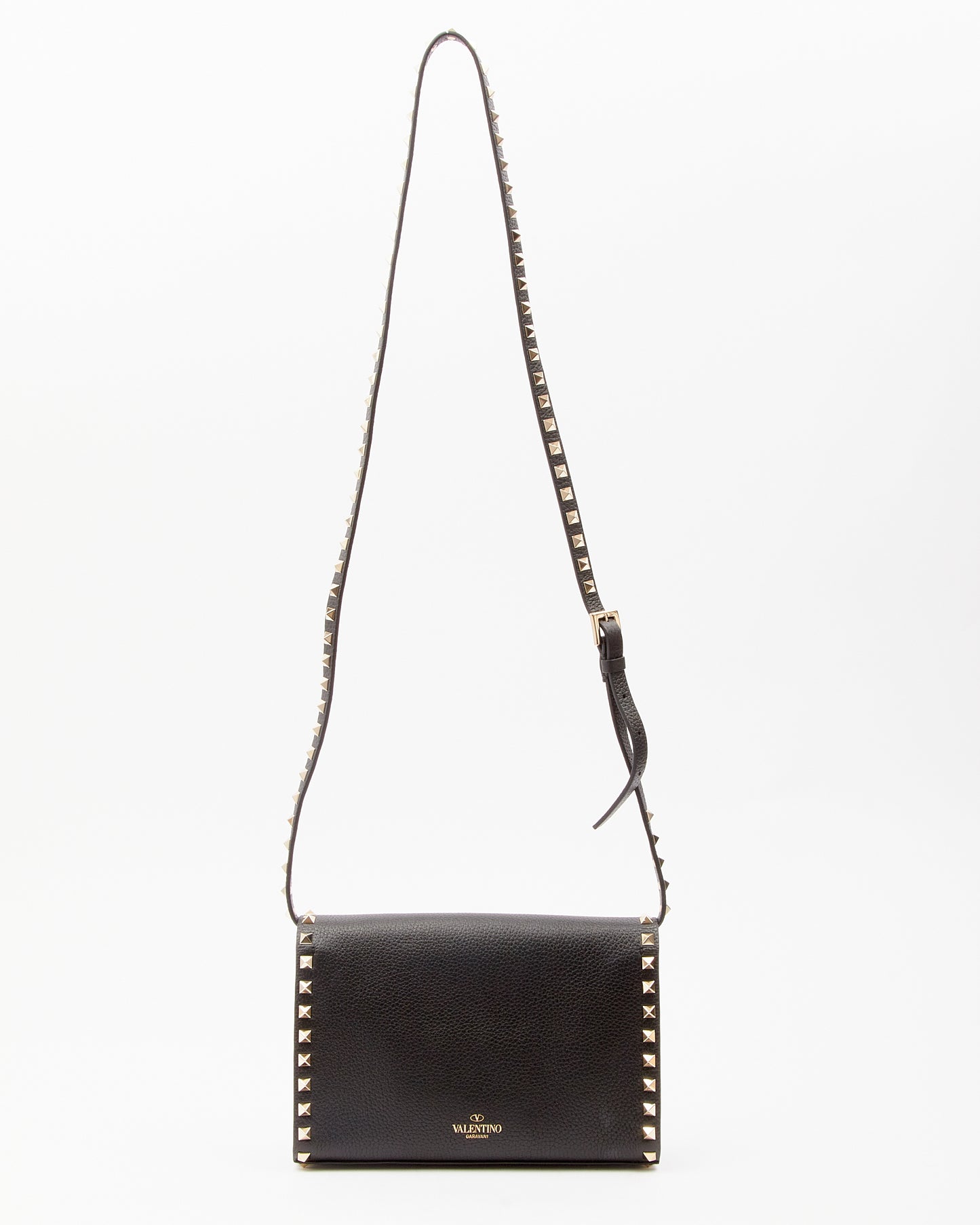 Valentino Black Leather Rockstud Medium Crossbody Bag