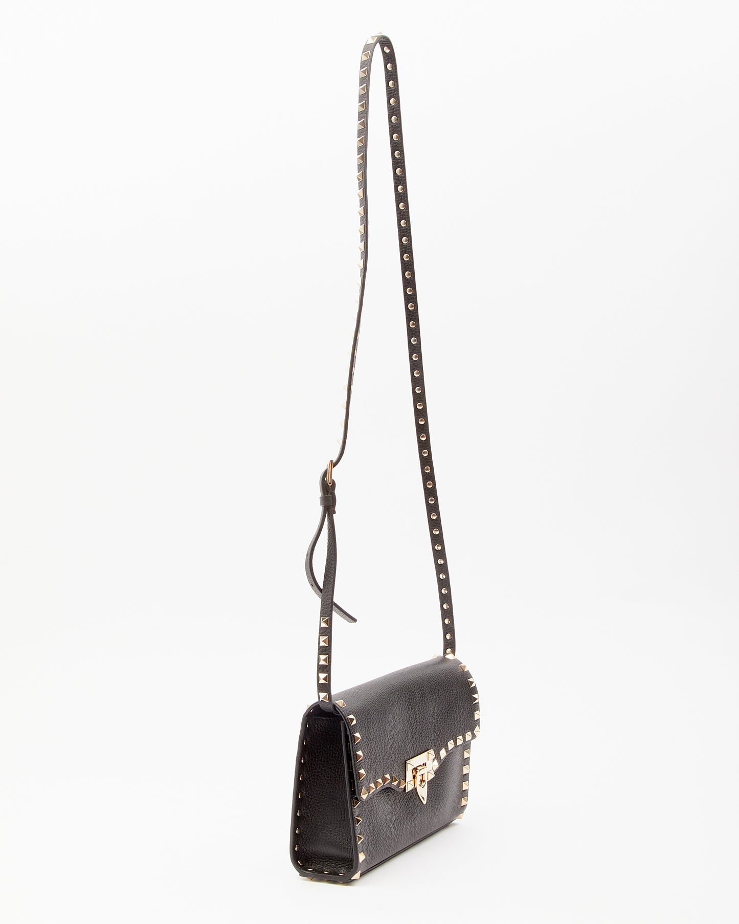 Valentino Black Leather Rockstud Medium Crossbody Bag