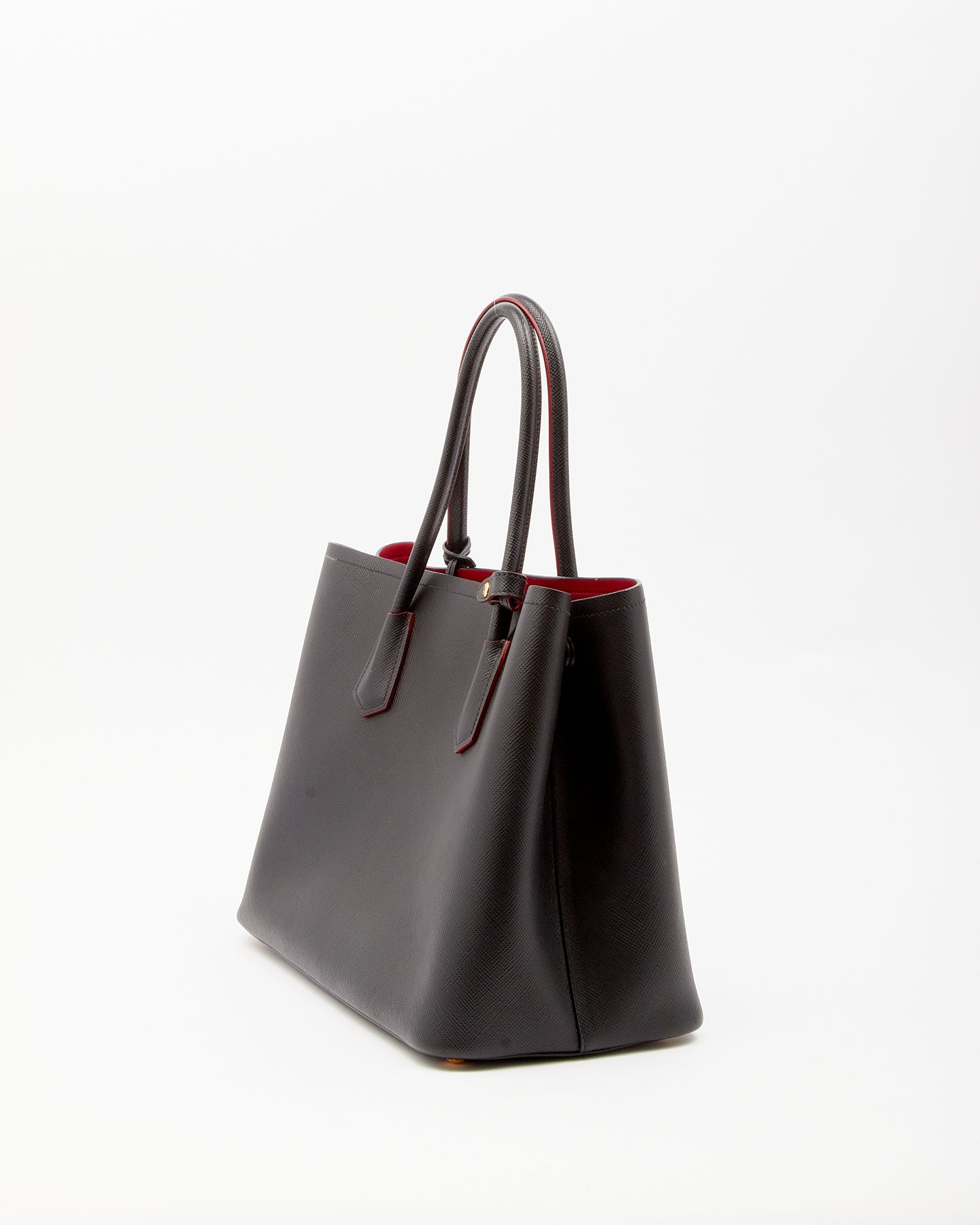 Prada Black Saffiano Leather Cuir Double Large Tote Bag