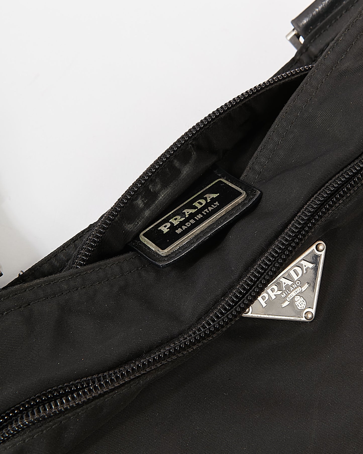 Prada Black Nylon Tessuto Messenger Flat Crossbody Bag