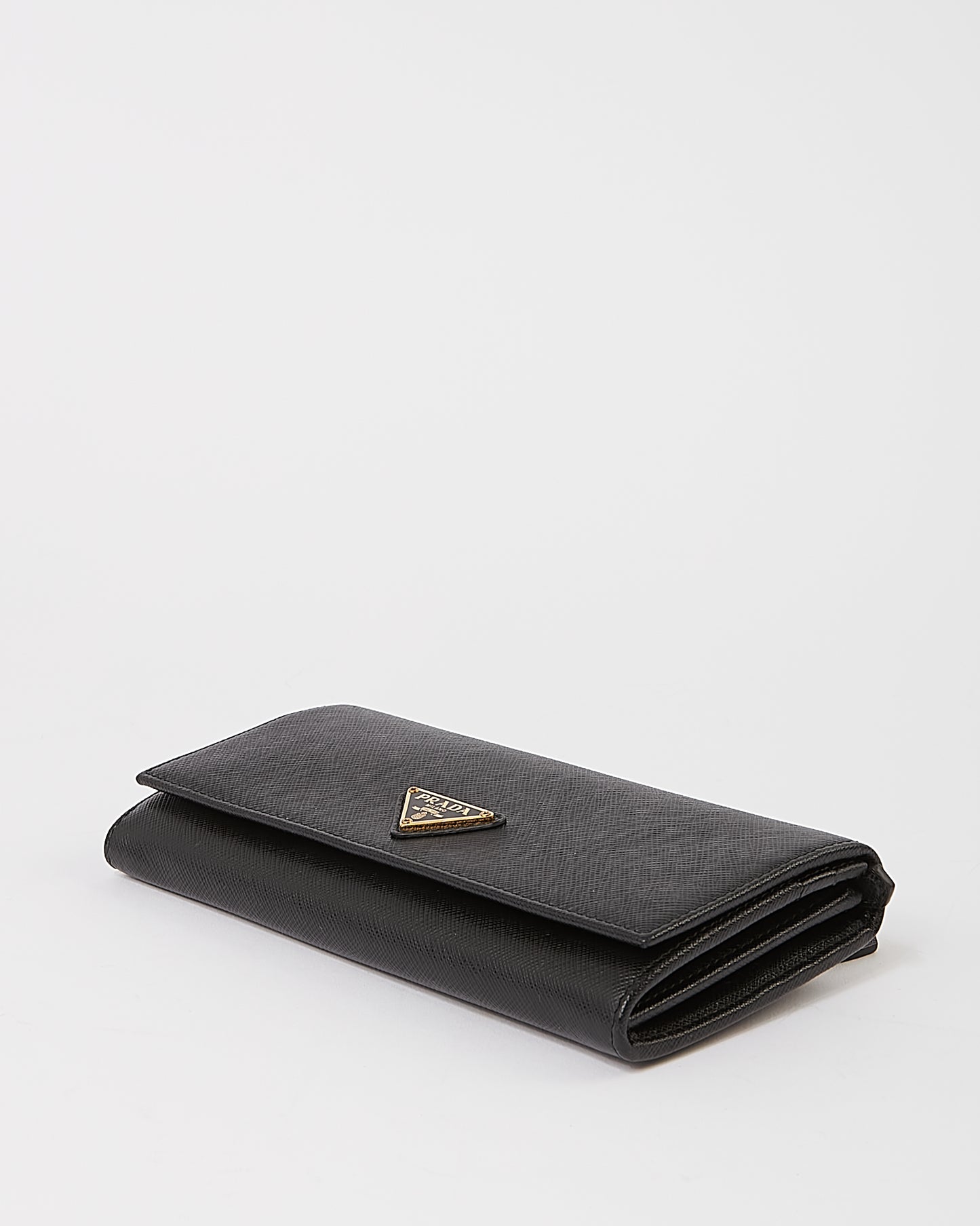 Prada Black Saffiano Leather Continental Flap Wallet