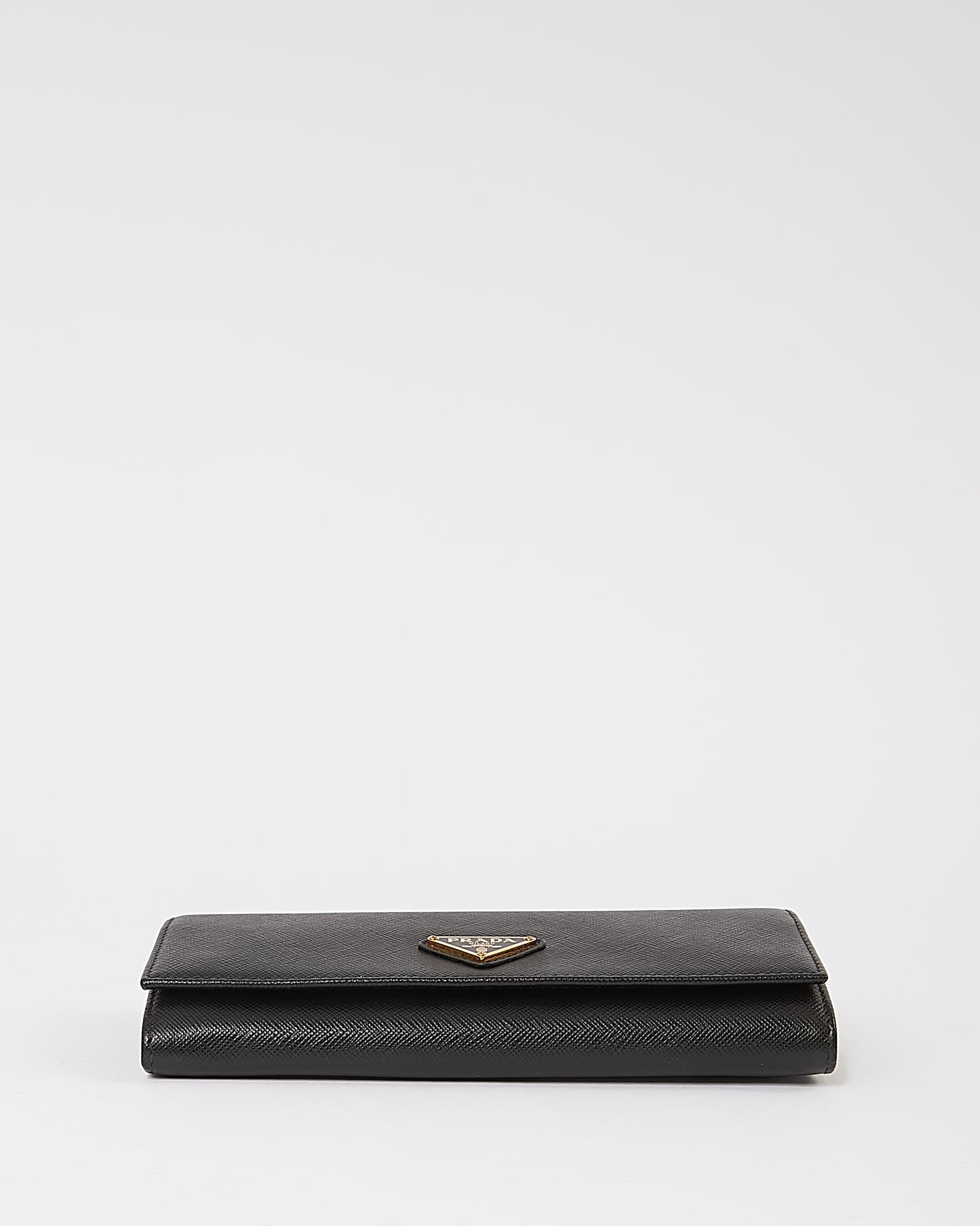 Prada Black Saffiano Leather Continental Flap Wallet