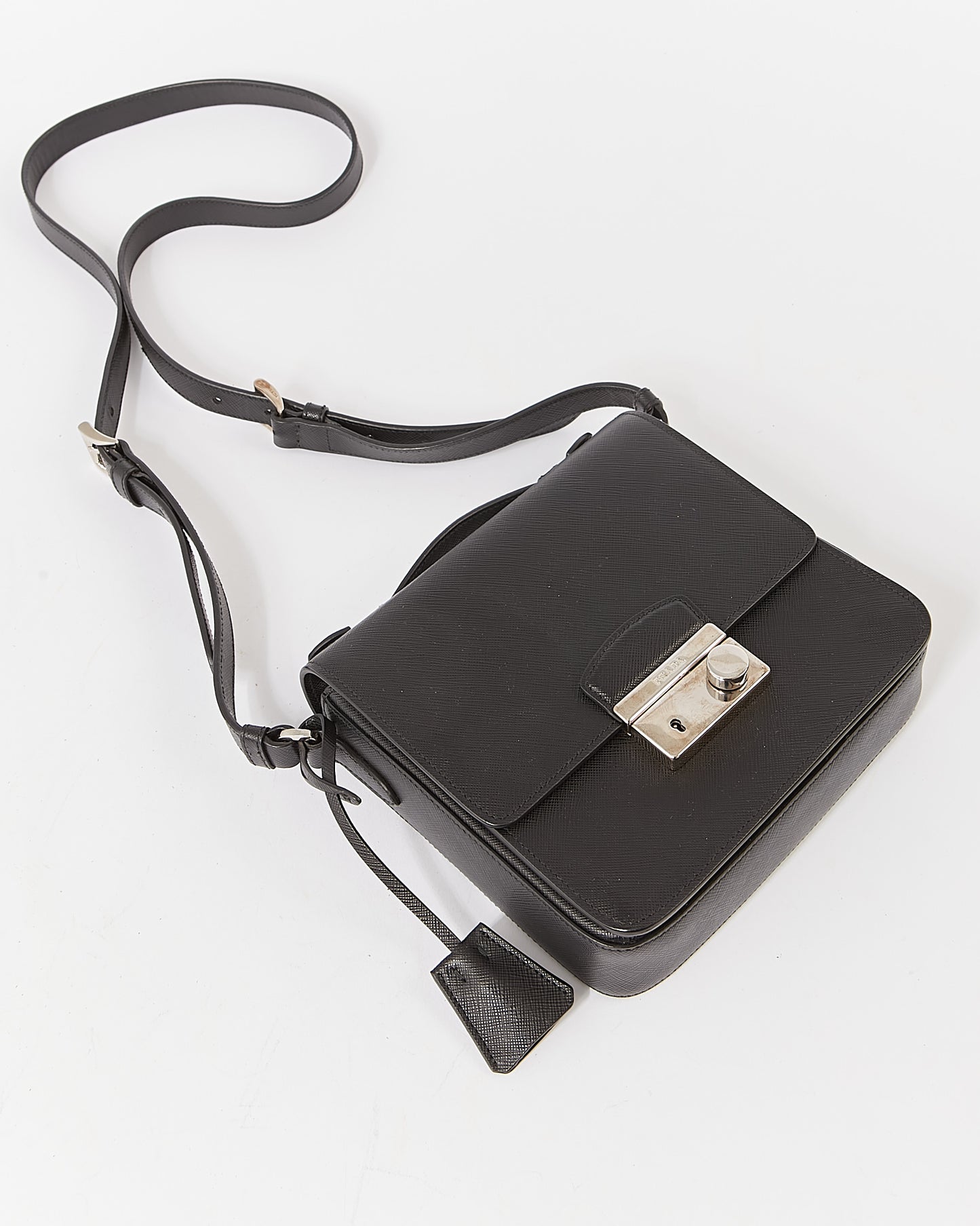 Prada Black Saffiano Lux Sound Crossbody Bag