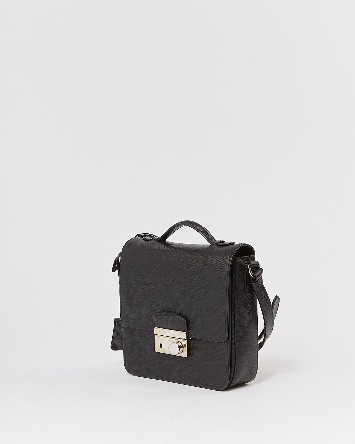 Prada Black Saffiano Lux Sound Crossbody Bag